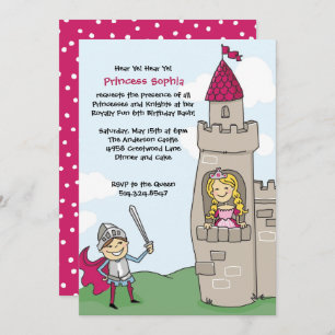 Knight Saves Princess Invitations : Brunette/Blond