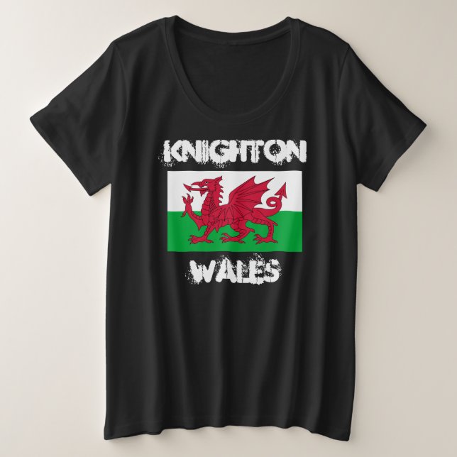 Knighton, Pays de Galles avec drapeau gallois (Design devant)