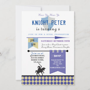 Knights Princess Knight Invitation de fête d'anniv
