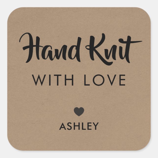 Knit à main avec amour, étiquette cadeau artisanal (Devant)
