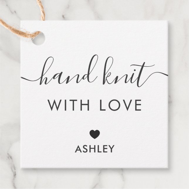 Knit à main avec amour, étiquette cadeau artisanal (Devant)