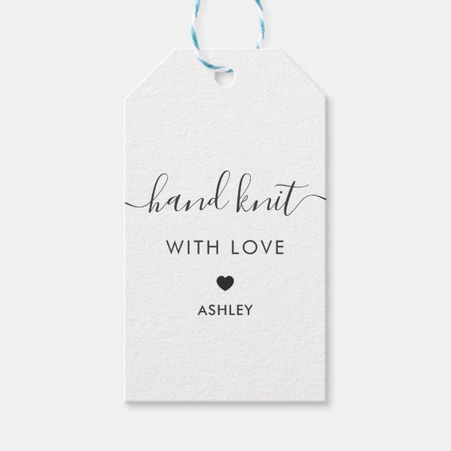 Knit à main avec amour, étiquette cadeau artisanal (Devant)