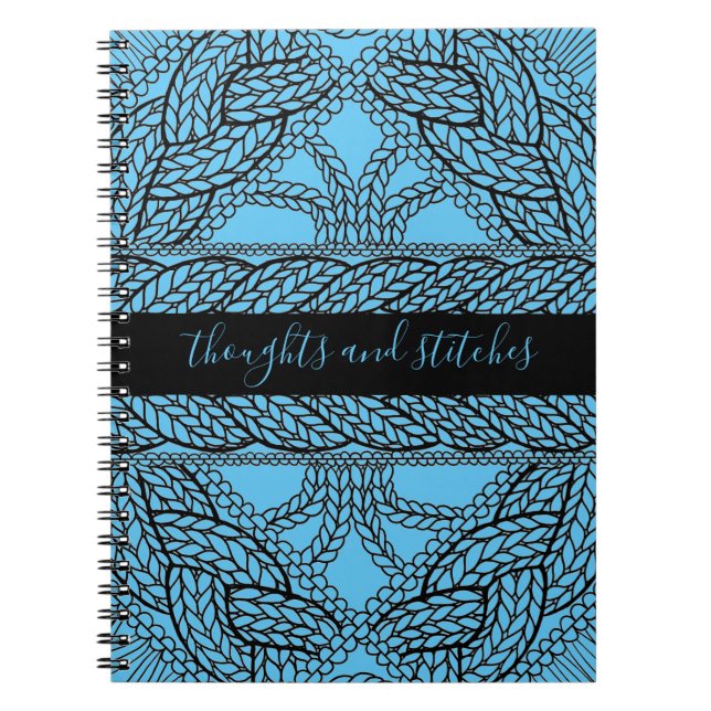 KNIT CÂBLE BLEU 6,5x8,75 Carnet + Texte II (Devant)
