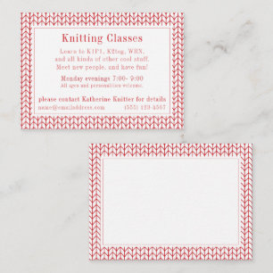 KNIT DE LIGNE ROUGE "Classes Tricots" Carte de vis