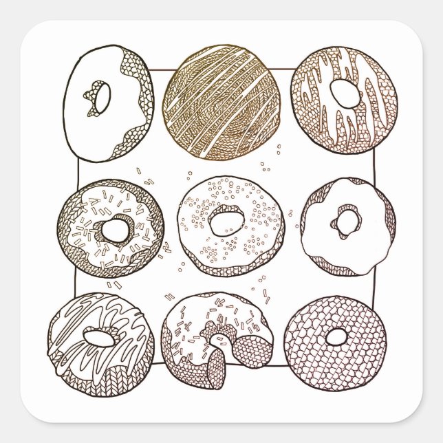 KNIT DONUTS Petits Stickers Carrés (Devant)