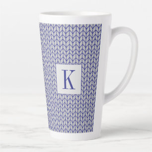 KNIT GRIS BLEUE Tall Latte Mug + Initial