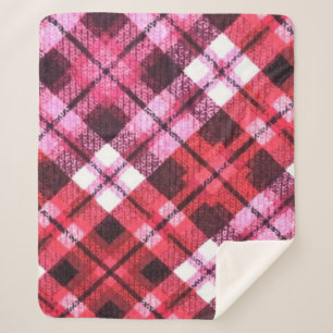 Knit Plaid Tartan Check Pink White Wine Motif