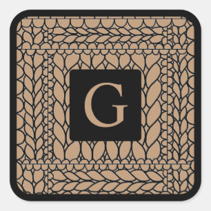 KNIT PURL TAN Stickers grand Carré + Initiale II