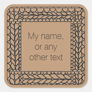 KNIT PURL TAN Stickers grand Carré + Texte