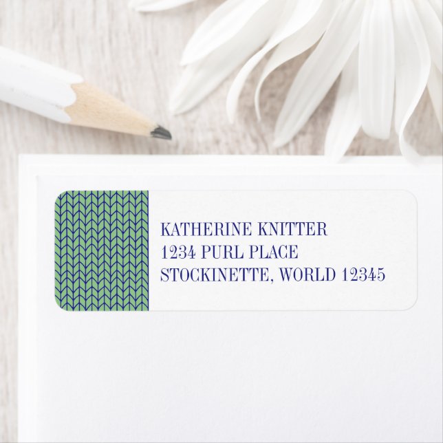 KNIT VERT BLEU Retourner l'adresse Étiquettes (En situation)
