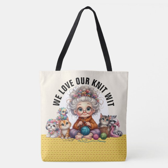 Knit Wit - Voir retour - GRAND Sac fourre-tout (Devant)