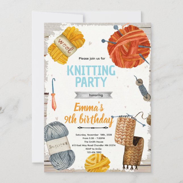 Knitting party invitation (Devant)