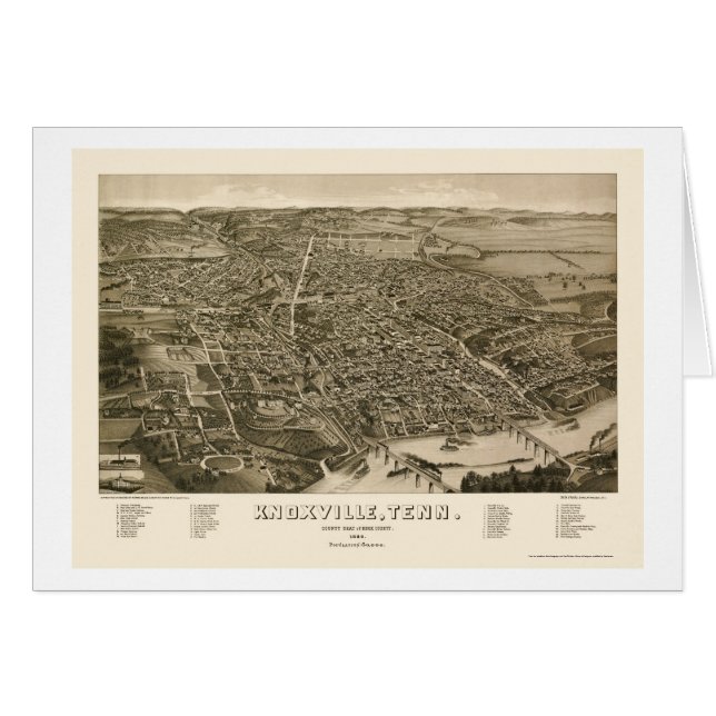 Knoxville, carte panoramique de TN - 1886 (Devant horizontal)