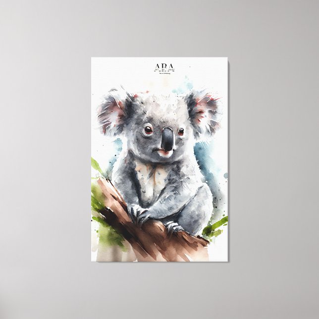 Koala -Aquarelle Peinture toile étirée Impression (Recto)
