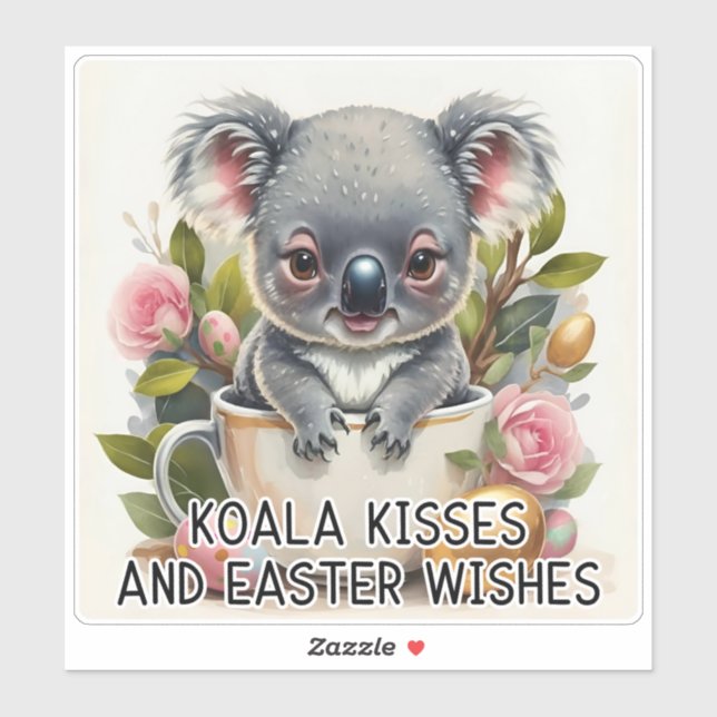 Koala Baisers Et Voeux De Pâques - Sticker De Pâqu (Feuille)