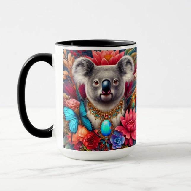 Koala Bear Australian Native Floral Art Mug (Gauche)