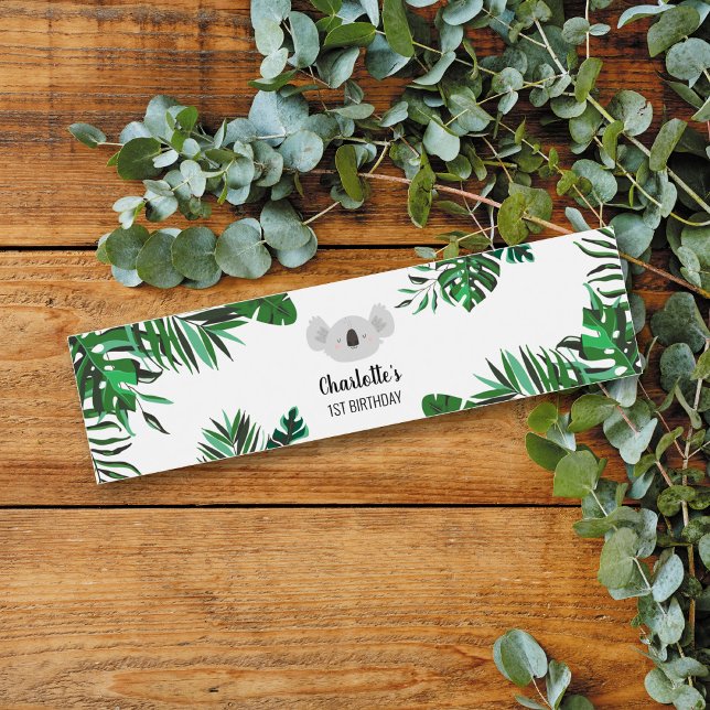 Koala Bear Birthday Étiquette de bouteille d'eau (Créateur téléchargé)