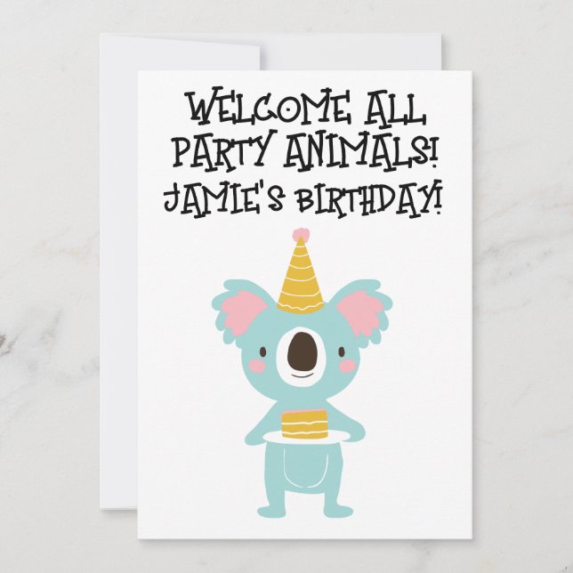 KOALA BEAR CUTE INVITATIONS ANNIVERSAIRES DE ENFAN (Devant)