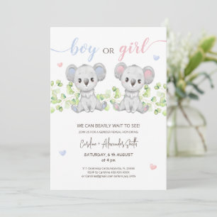 Koala Bear Genre Reveal Party Invitation