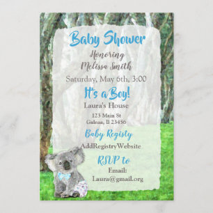 Koala Bear It a Boy Baby Shower Invitations