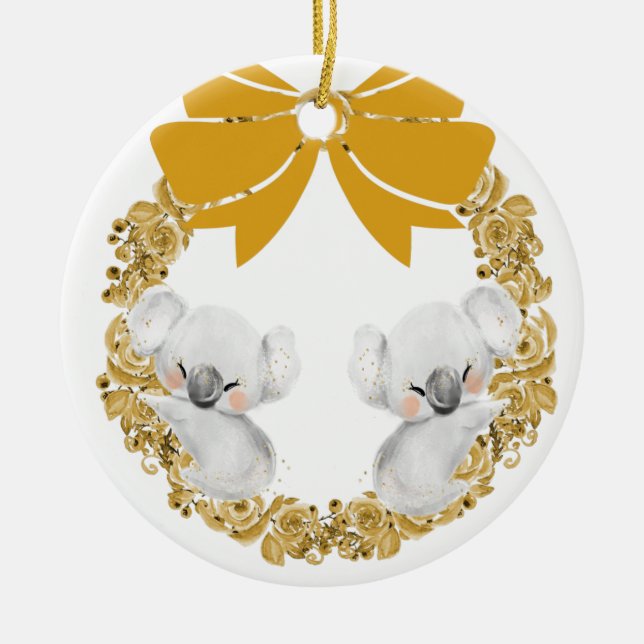 Koala Bear Ornement de Noël & Faux Gold Wreath (Devant)