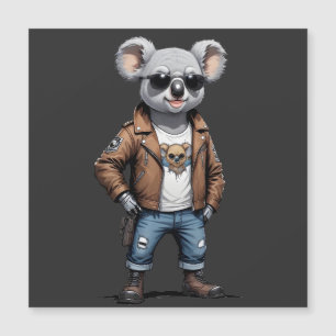 Koala Biker Rebel en cuir Jacket Cool Style Art