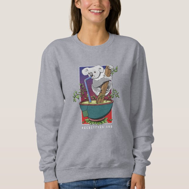 Koala Boire un Sweatshirt de thé à l'eucalyptus (Devant)