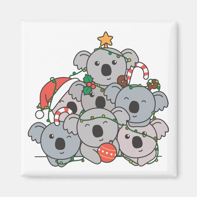 Koala Christmas Tree Drôle Animal Christmas Magnet (Devant)