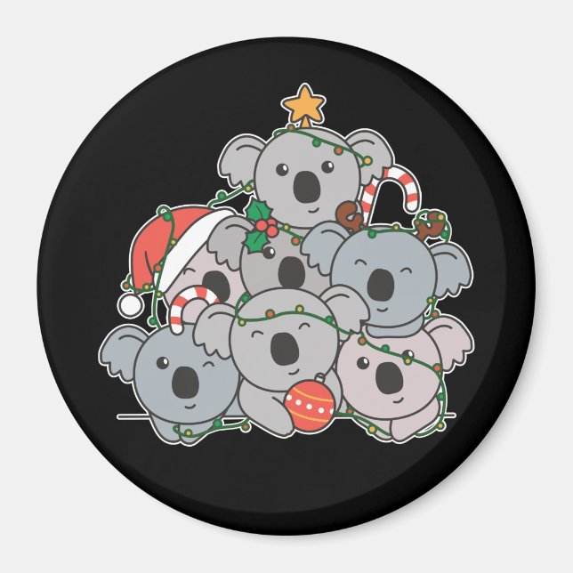 Koala Christmas Tree Drôle Animal Christmas Magnet (Devant)