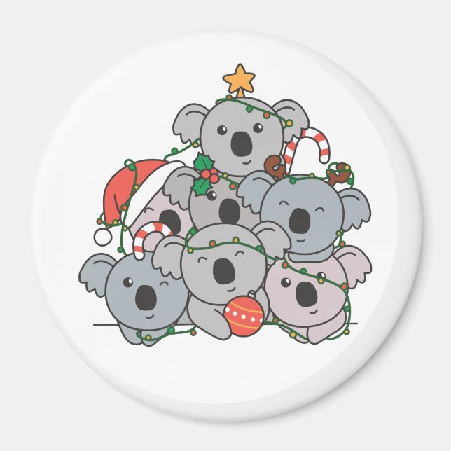 Koala Christmas Tree Drôle Animal Christmas Magnet (Devant)