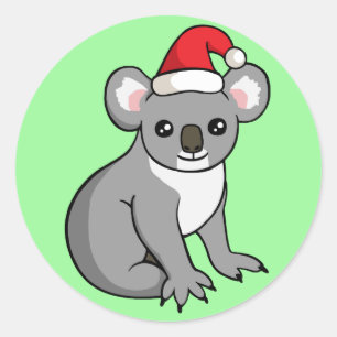 Koala mignon de Noël dans des autocollants de