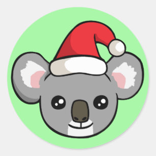 Koala mignon de Noël dans des autocollants de