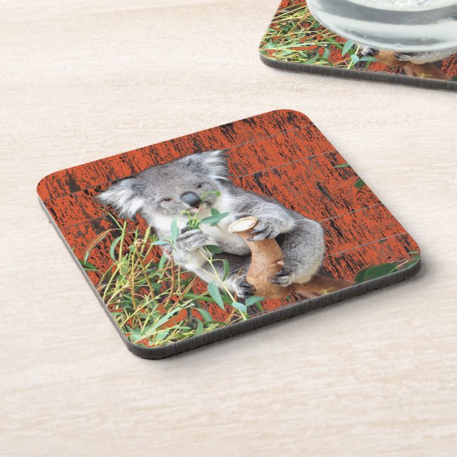 Koala Snack Time Dessous de verre en plastique dur (Côté gauche)