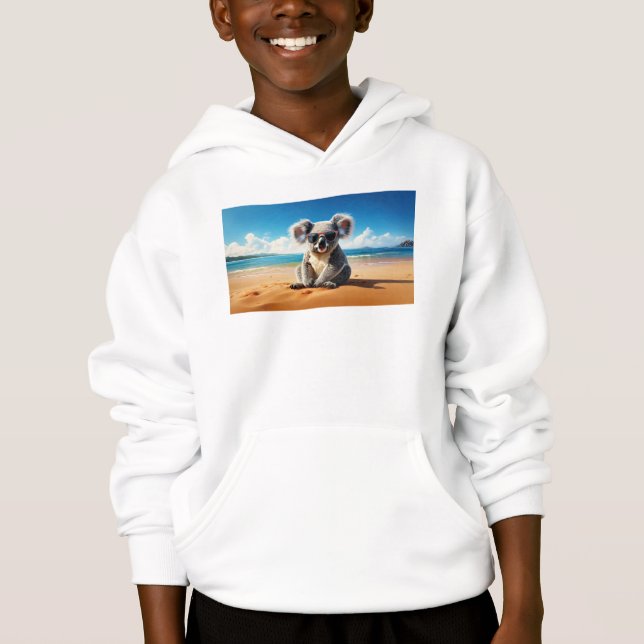 Koala sur une plage de sable (Devant)