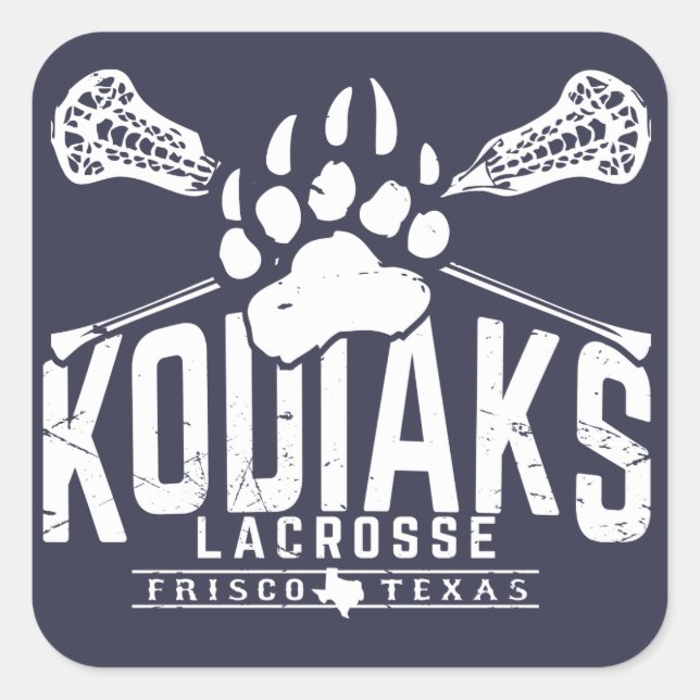 Kodiak Lacrosse - Autocollant bleu Carré (Devant)