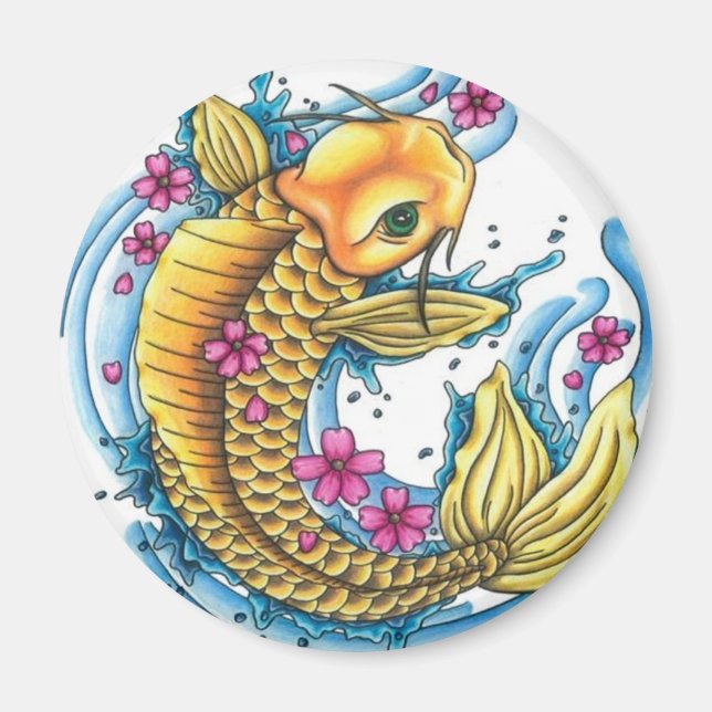 Koi avec fleurs de cerisiers Grand aimant (Devant)