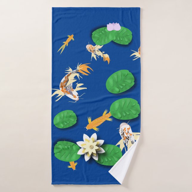 Koi Carp et Lily de l'eau (Serviette de bain)