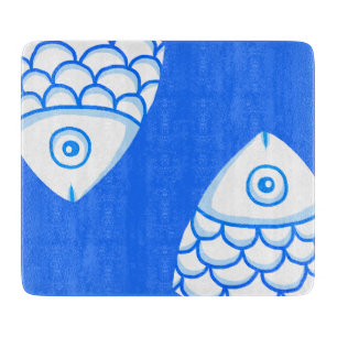 Koi Carp Fishes Blue Abstrait planche à découper