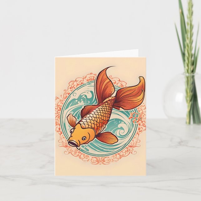 Koi Fish Étude Une Carte De Voeux Pliée (Devant)