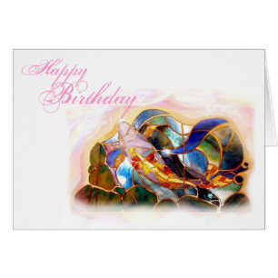 Koi Fish Happy Birthday Carte de voeux horizontale