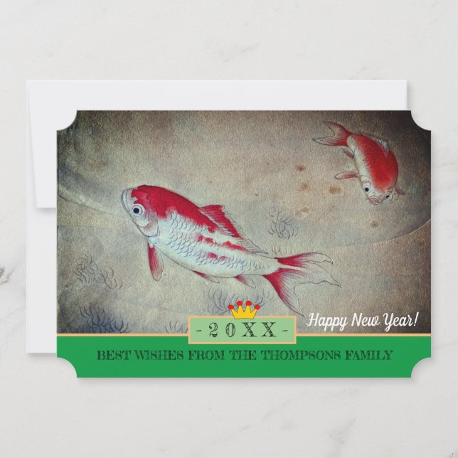 Koi Fish & Happy New Year! Carte /20XX (Devant)