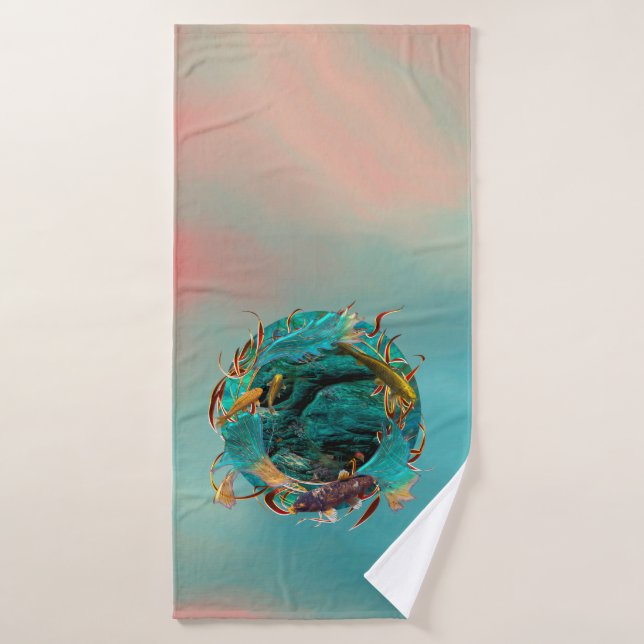 Koi Fish "NAGER EN PAIX" (Serviette de bain)