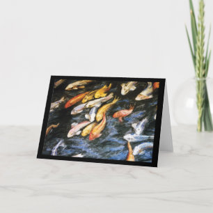 Koi Fish Pond Art Peinture Cartes de voeux ou de n