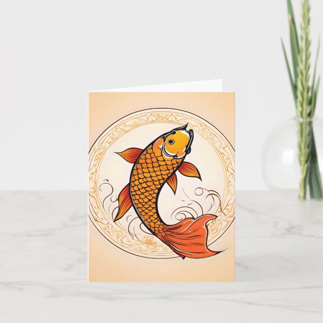 Koi Fish Study F Carte de voeux pliée (Devant)