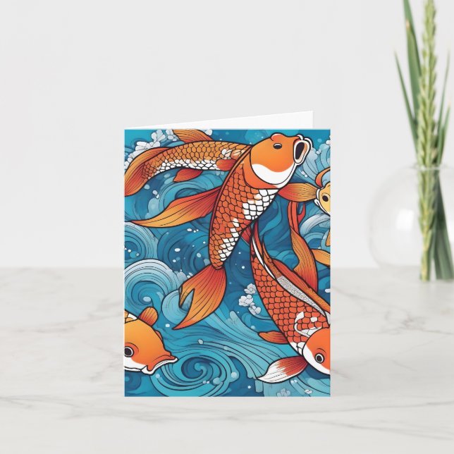 Koi Fish Study G Carte de voeux pliée (Devant)