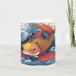 Koi Fish Study J Carte de voeux pliée