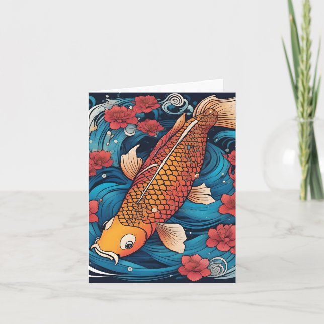 Koi Fish Study K Carte de voeux pliée (Devant)