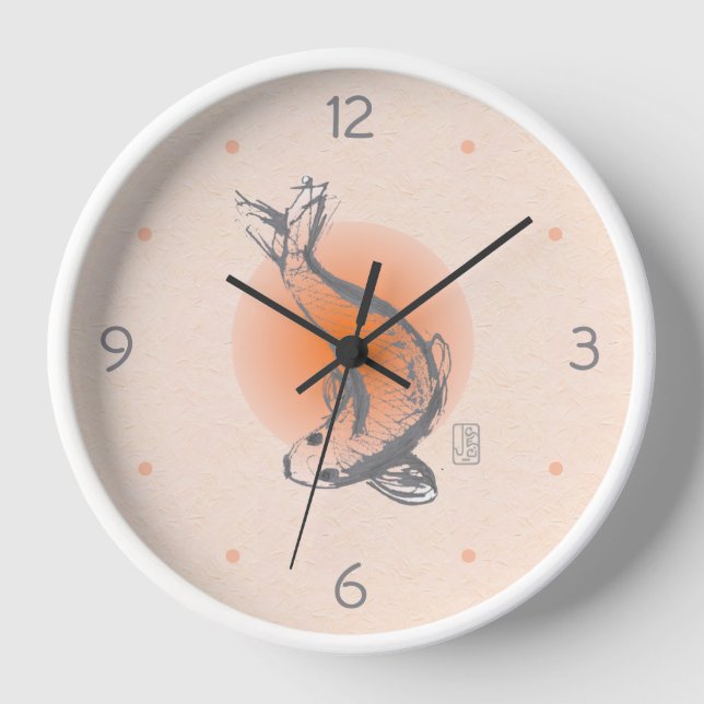 Koi Poisson Arrondi Mur Horloge (Recto)