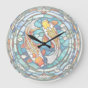 Koi Poisson Vitrail Japonais Asse Poisson Horloge