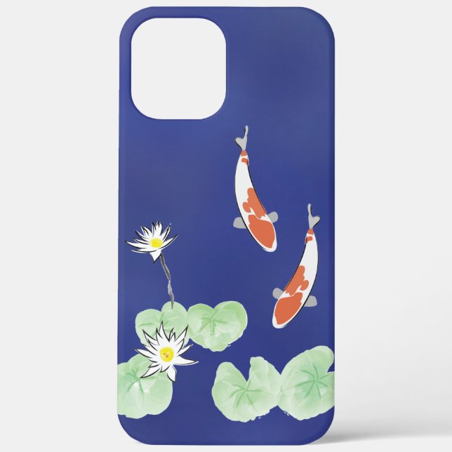Koi Pond Blue iPhone 12 Pro Max Coque (Verso)